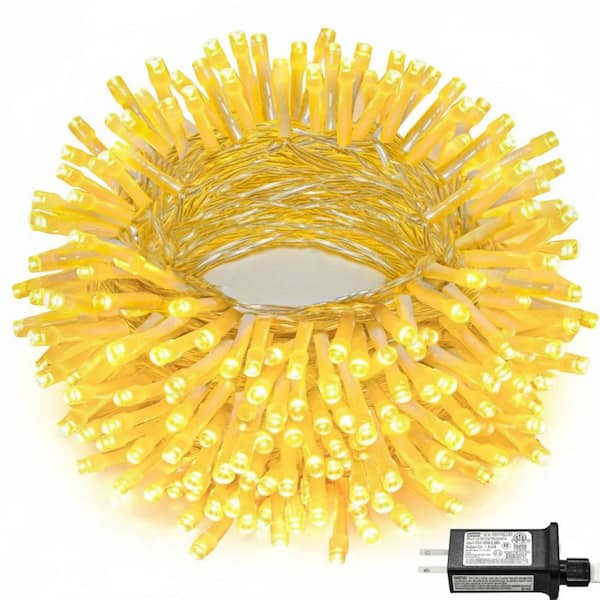 100 ft. 300 LED Christmas Lights Outdoor, Plug in Waterproof and 8-Modes and Timer Function, Warm White Garden Stake