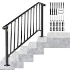 4 ft. Handrails for Outdoor Steps Fit 4 or 5 Steps Outdoor Stair Railing Wrought Iron Handrail with baluster, Black