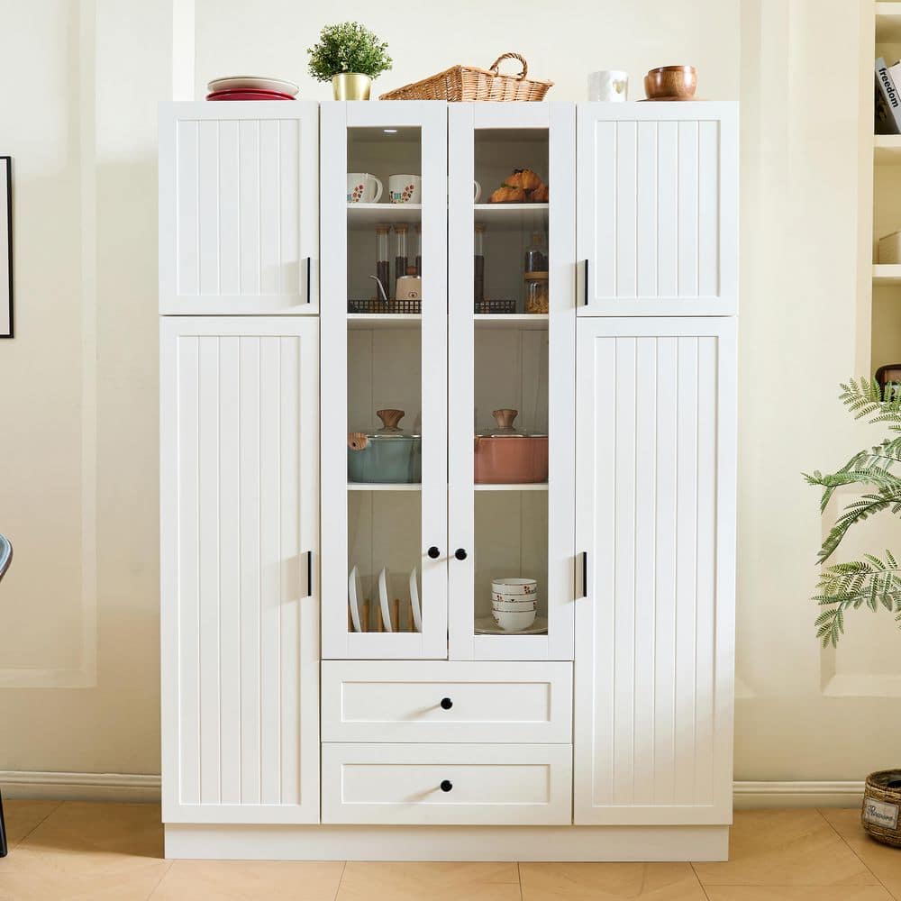 Ricarlo White Wood 71 in. Freestanding Kitchen Pantry Storage Cabinet with 6 Doors and 2 Drawers price history on PriceWatchPro