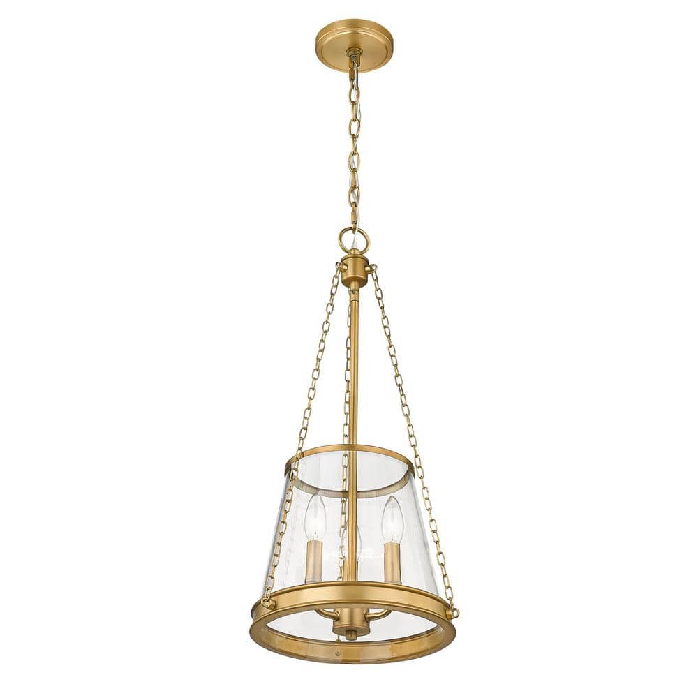Petite Urban Brass 3-Light Pendant with Clear Glass Shade