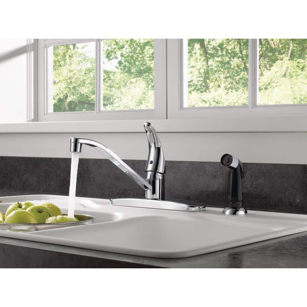 Chrome Single-Handle Kitchen Faucet with Side Sprayer