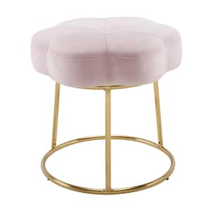 Vanessa Pink and Gold Metal 17.75 in. Tall Makeup Vanity Stool