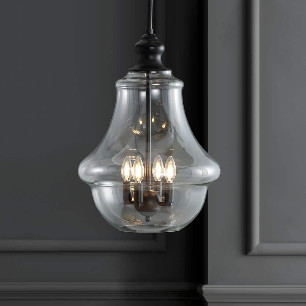 Adam 16" Black Glass and Bronze LED Pendant Light
