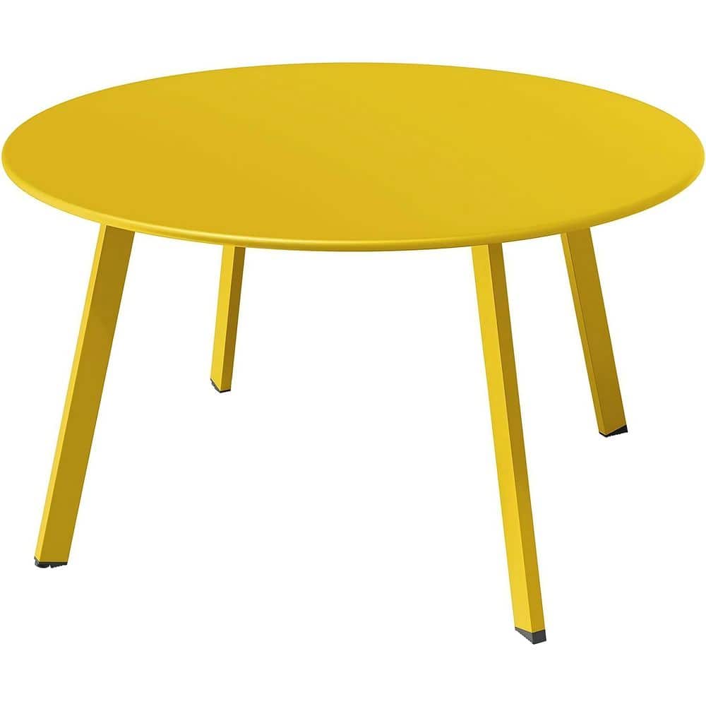 Round Metal Foldable Outdoor Side Table with Powder-Coated Steel Frame in Yellow price history on PriceWatchPro