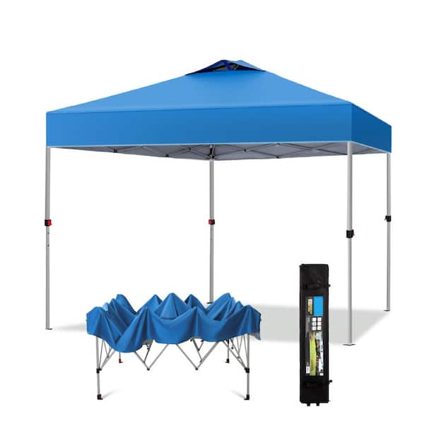 PHI VILLA 10 ft. x 10 ft. Instant Canopy Pop Up Tent in Blue With Wheeled Bag