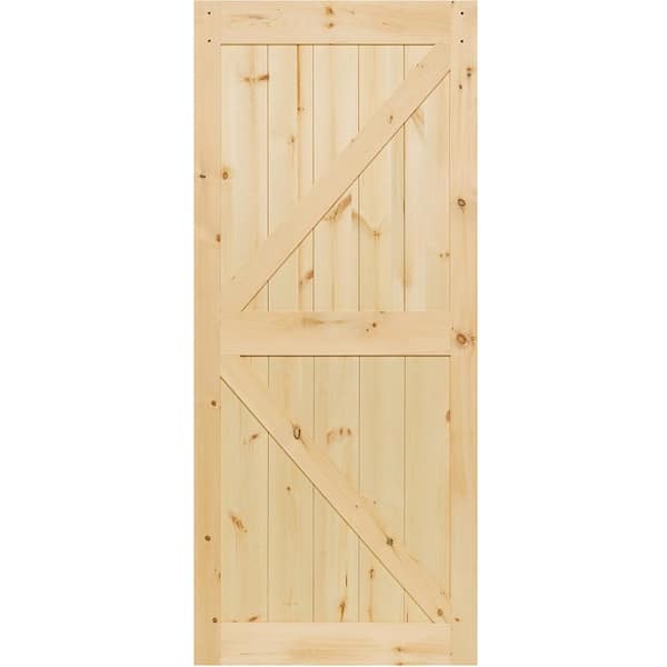 Kimberly Bay 36 in. x 83.5 in. K-Bar Solid Core Pine Unfinished Interior Barn Door Slab