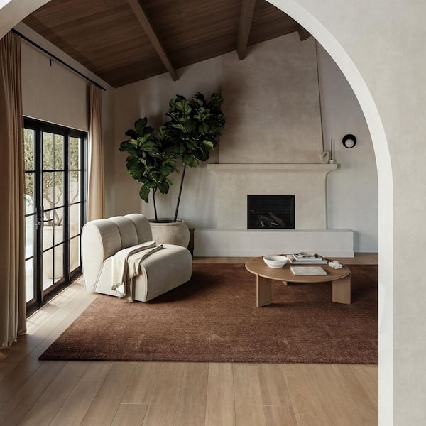 Frenshe Interiors Maru Wool Dark Brown 10 ft. x 14 ft. Indoor/Outdoor Patio Area Rug