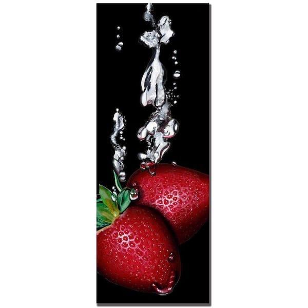 Trademark Fine Art Unframed Strawberry Splash - Black Art Print by Roderick Stevens 2 in. x 32 in.