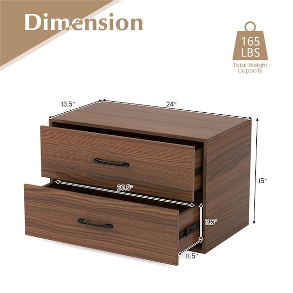 brown two drawer dresser Flute 2 Drawer Dresser,Mid Century Modern Small Nightstand with 2 Draw