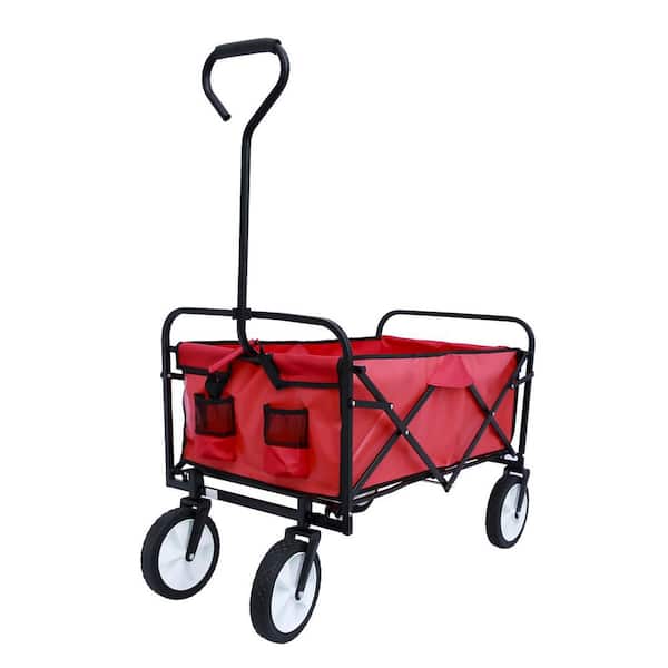 maocao hoom 3.6 cu. ft. Steel Garden Cart Folding Wagon in Red