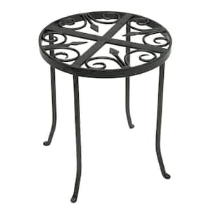 14 in. Tall Graphite Powder Coat Iron Round Trivet Plant Stand