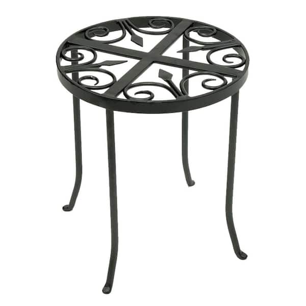 ACHLA DESIGNS 14 in. Tall Graphite Powder Coat Iron Round Trivet Plant Stand