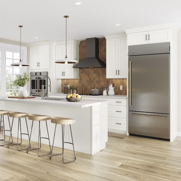 Shaker Full Overlay 18 in. W x 24 in. D x 96 in. H Plywood Assembled Utility Kitchen Cabinet in Linen White