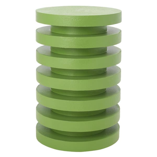 SAFAVIEH Kaysar 11.8 in. Green Round Wood End Table