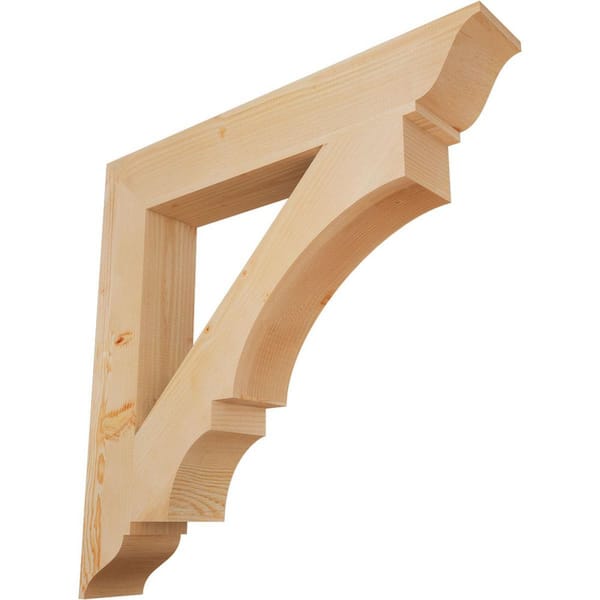Ekena Millwork 5.5 in. x 38 in. x 38 in. Douglas Fir Balboa Traditional Smooth Bracket