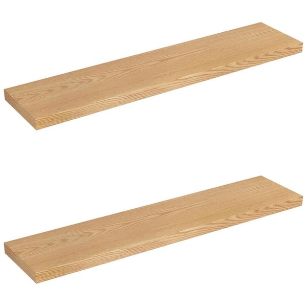 48 in. W x 9.3 in. D Oak Floating Shelves Invisible Bracket Decorative Wall Shelf Set of 2