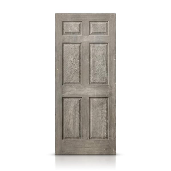 CALHOME 30 in. x 80 in. Vintage Gray Stain Hollow Core Composite MDF 6 Panel Interior Door Slab