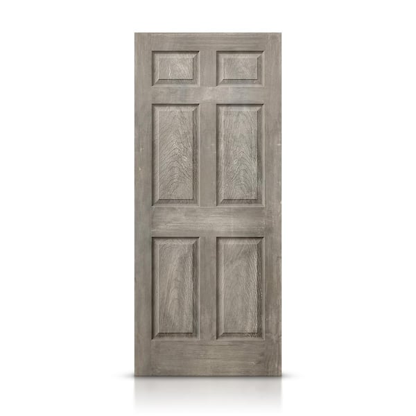 CALHOME 36 in. x 80 in. Vintage Gray Stain Hollow Core Composite MDF 6 Panel Interior Door Slab