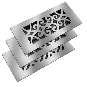 Low Profile 10 in. x 4 in. Steel Floor Register in Silver Curvilinear Pattern (3-Pack)
