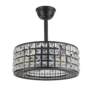 18 in. Modern Caged Crystal Lampshade Ceiling Fan with Light and Remote Control 3 Wind Speeds Adjustable