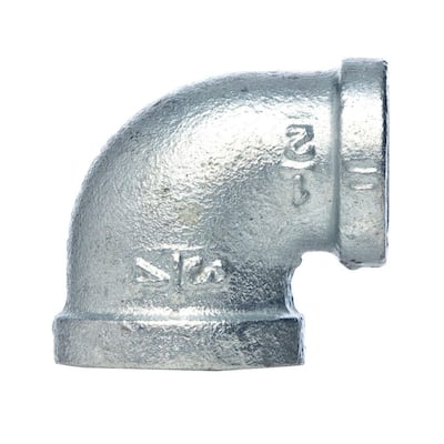 1 in. x 3/4 in. Galvanized Malleable Iron 90 Degree FPT x FPT Reducing Elbow