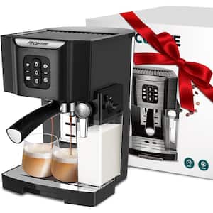 2-Cup Stainless Steel Espresso Machine, 20-Bar Semi-Automatic Pump Espresso Machine with Milk Frothier