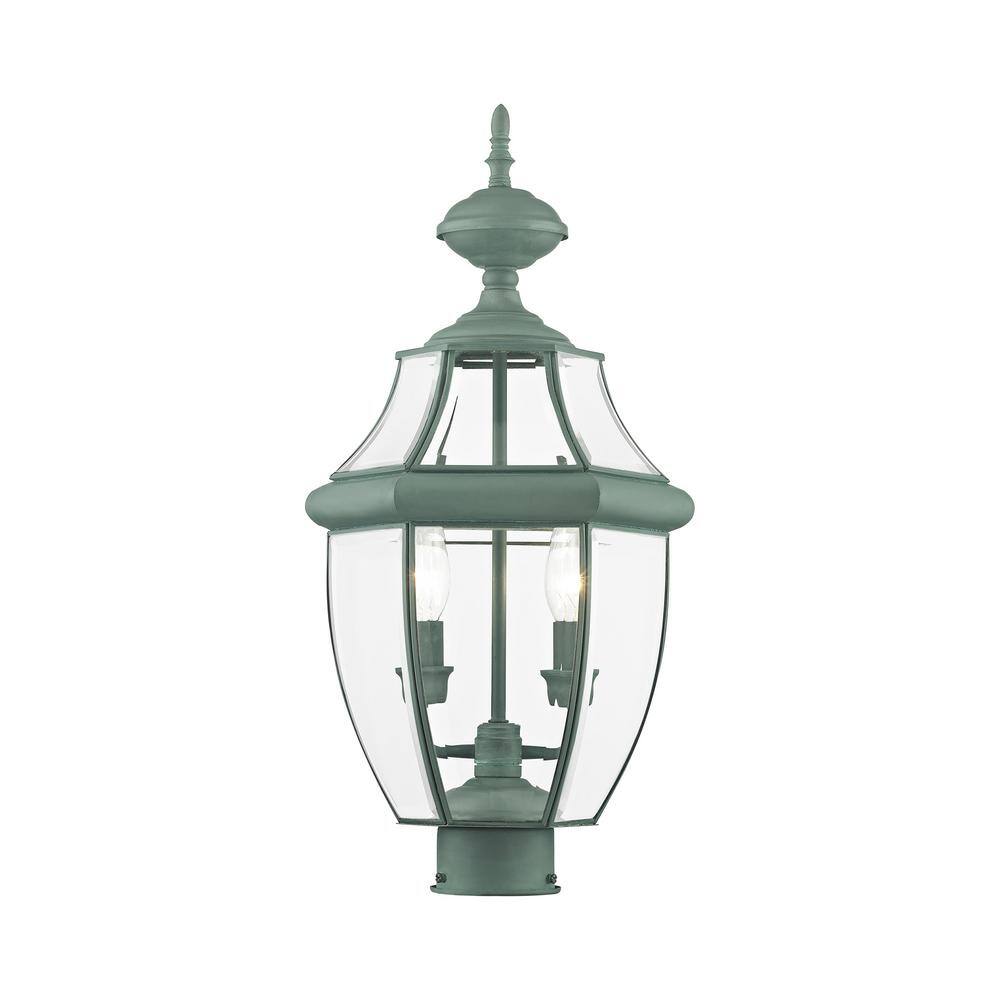 Livex Lighting Monterey 2Light Verdigris Outdoor Post Head Lantern