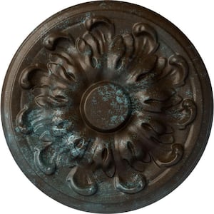 7-7/8 in. x 1-1/2 in. Millin Polyurethane Ceiling Medallion (Fits Canopies upto 2 in.), Hand-Painted Bronze Blue Patina
