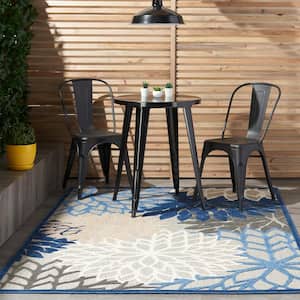 Aloha Blue/Multicolor 5 ft. x 8 ft. Floral Modern Indoor/Outdoor Patio Area Rug