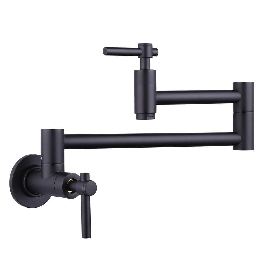 Iviga Contemporary Wall Mounted Pot Filler With 2 Handles In Black Vsk30b The Home Depot 2638