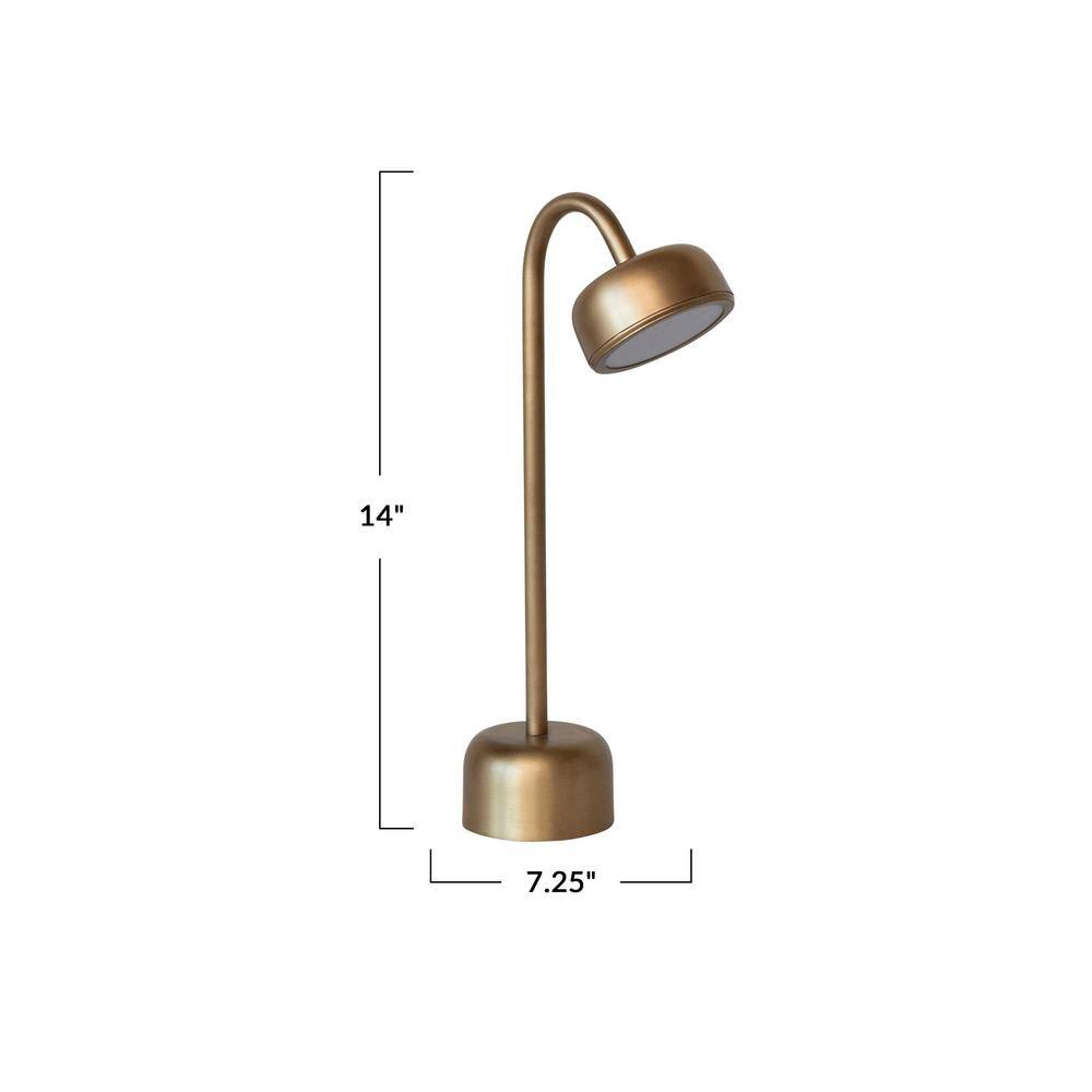 Antique Brass Cordless Adjustable LED Table Lamp