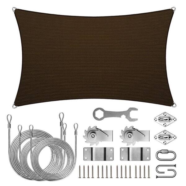 ROYAL SHADE Pro Ring 18 ft. x 24 ft. Rectangle Sun Shade Sail with Hardware TAWAL-Brown