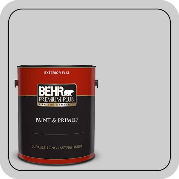 BEHR PREMIUM PLUS 1 gal. #770E-2 Silver Screen color Flat Exterior Paint & Primer