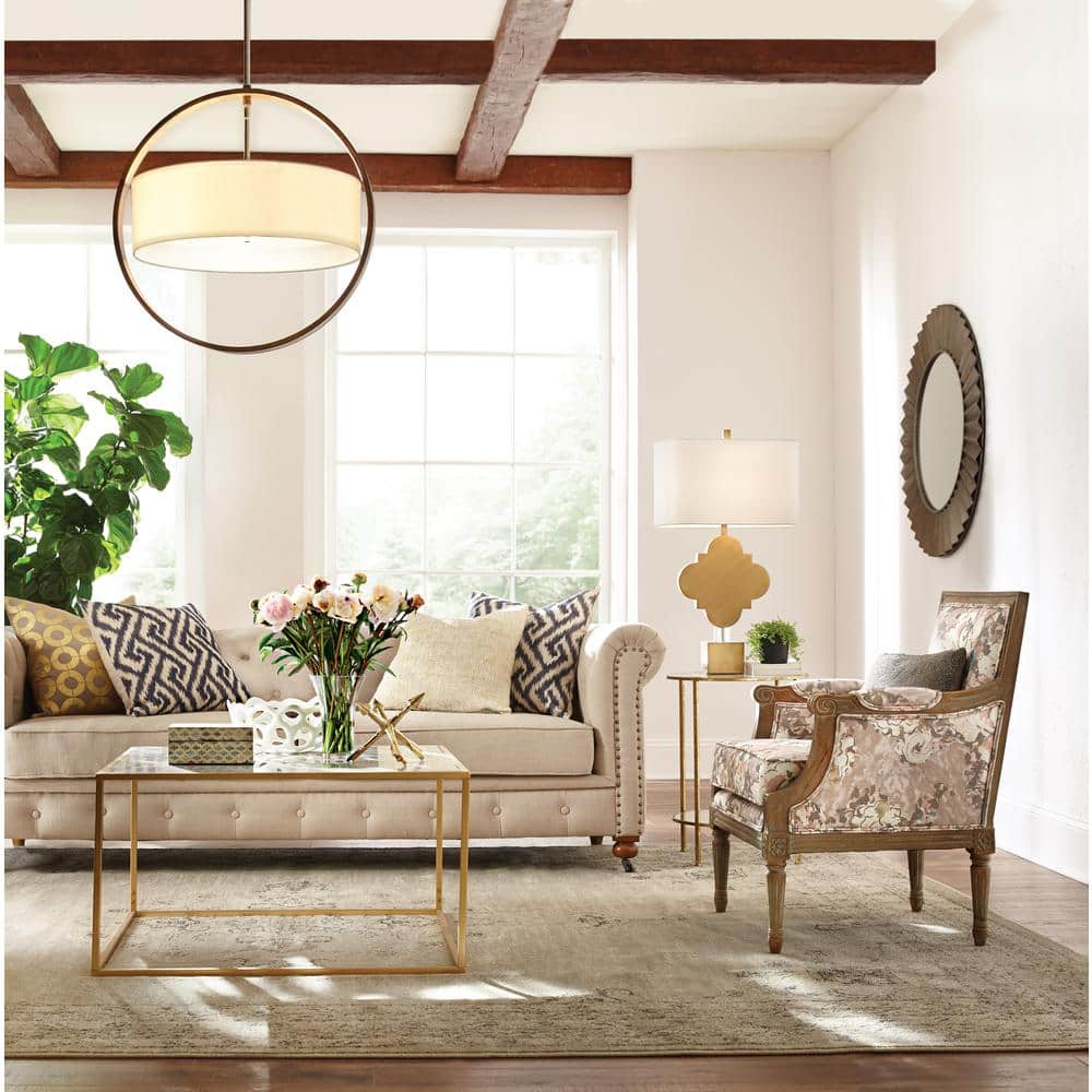 Large Bronze and Gold Round Sunburst Wall Mirror