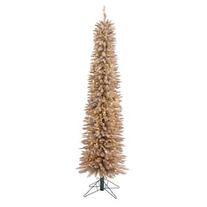 6 ft. Pre-Lit Champagne Pencil Artificial Christmas Tree with 300 Multi-Function Clear LED Lights