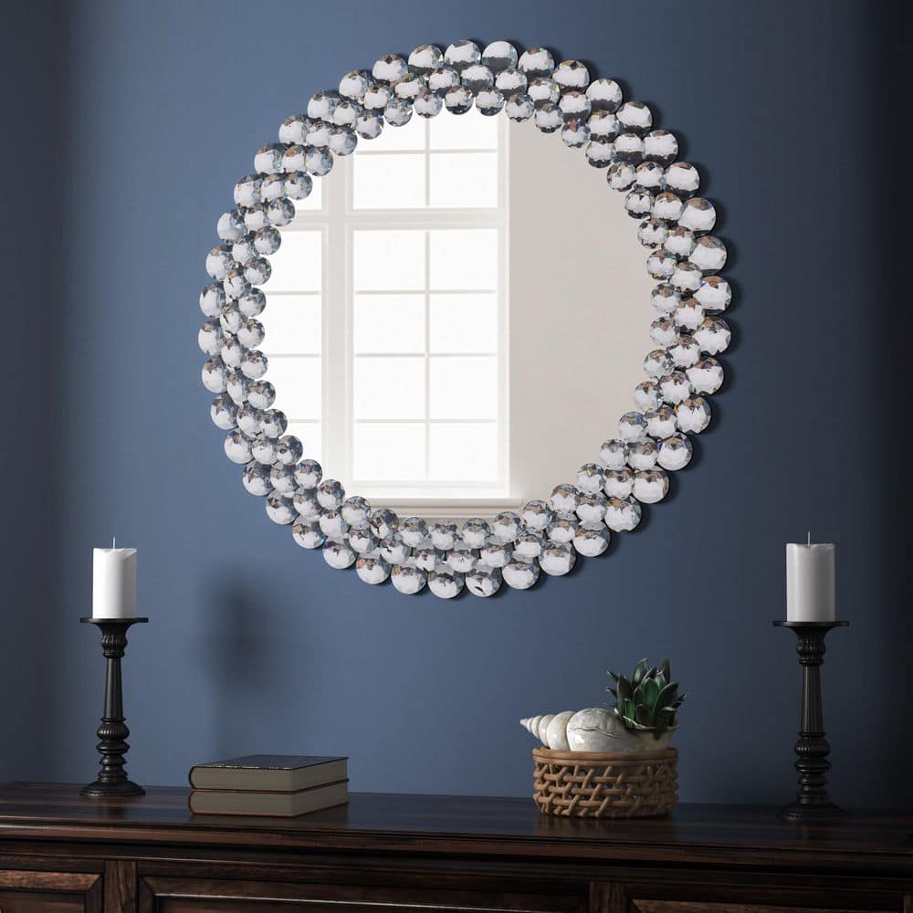 KOHROS 31.5 in. W x 31.5 in. H Round Decorative Wall Mirror MXBM1699-2 ...