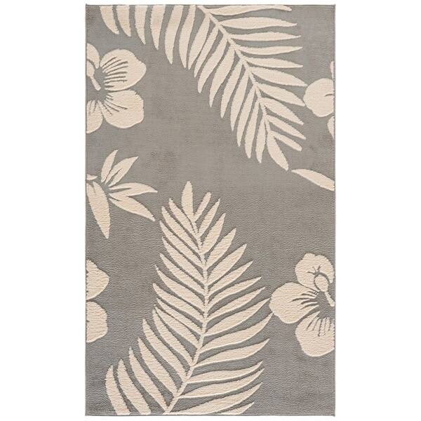 Versailles 4 x 6 Gray/Beige Floral Washable Area Rug
