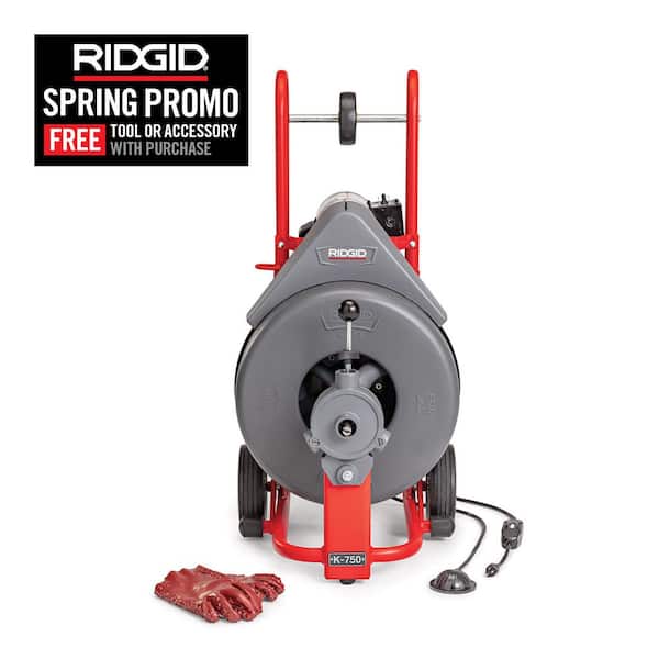 K-750 Drain Cleaning Snake Auger Drum Machine with 5/8 in. Pigtail