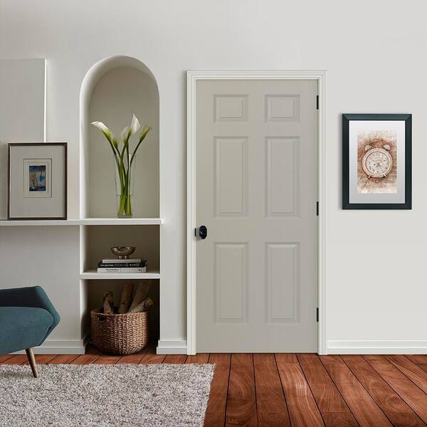 JELD-WEN 36 in. x 80 in. Colonist 6-Panel Light Gray Painted