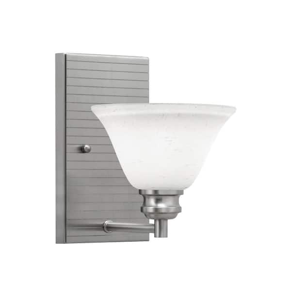 Unbranded Albany 1-Light Brushed Nickel 7 in. Wall Sconce with White Muslin Glass Shade