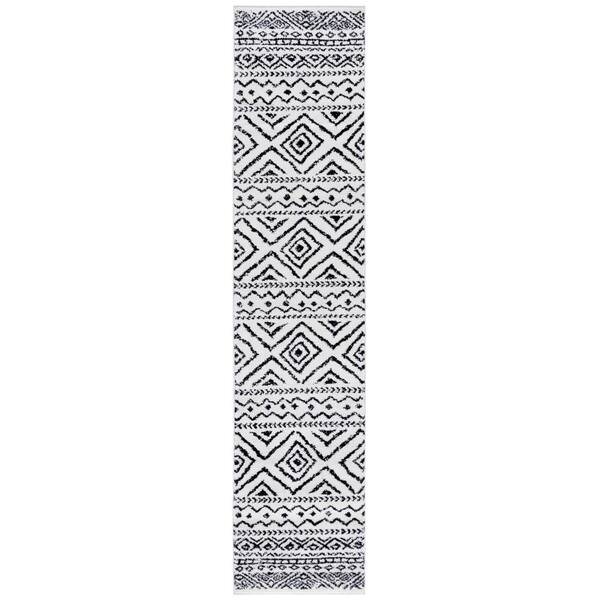 Tulum 2 x 19 Ivory/Black Tribal Runner Rug