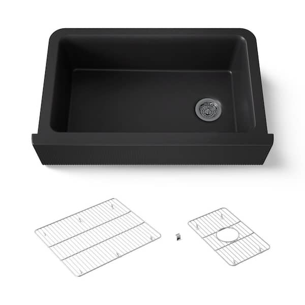 Cairn 34 in. Undermount Single Bowl Matte Black Engineered Stone Kitchen Sink