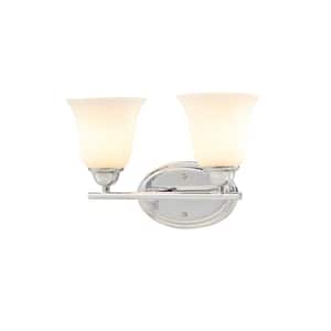 16 in. 2-Light Chrome Vanity Light with Frosted Glass Shade