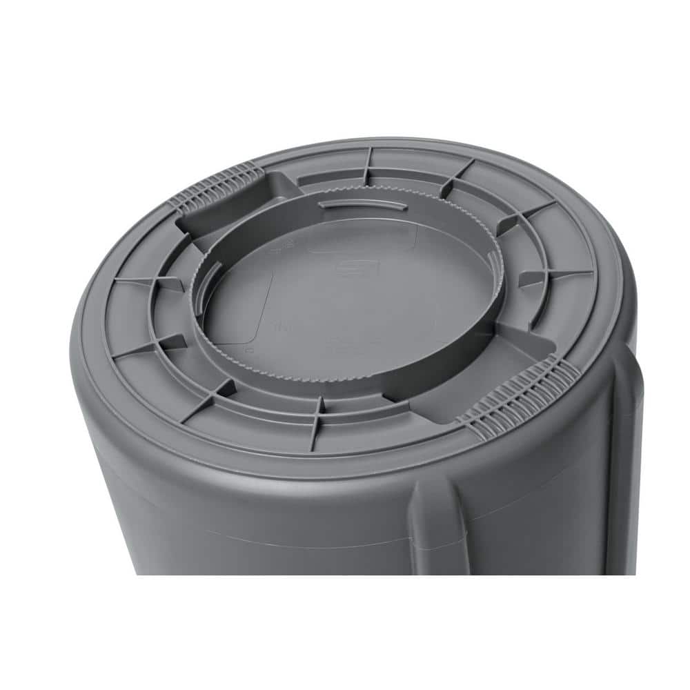 Rubbermaid Commercial 10 gal Round Trash Can, Gray, 15 5/8 in Dia, Open Top, Plastic
