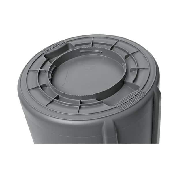 Lavex 10 Gallon Gray Round Commercial Trash Can and Lid