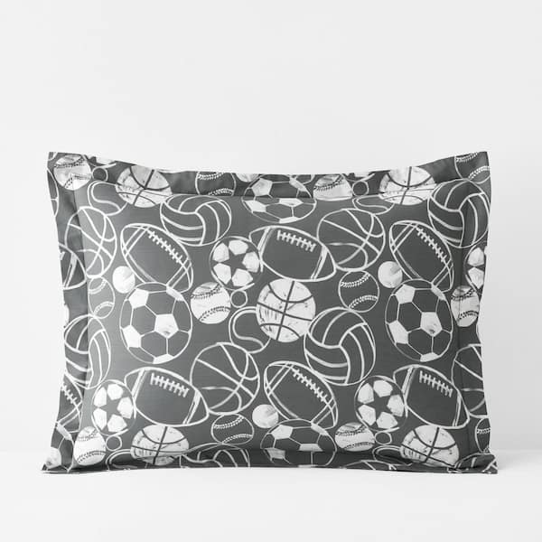 The Company Store Sports Balls Organic Cotton Percale Gray Cotton Standard Sham