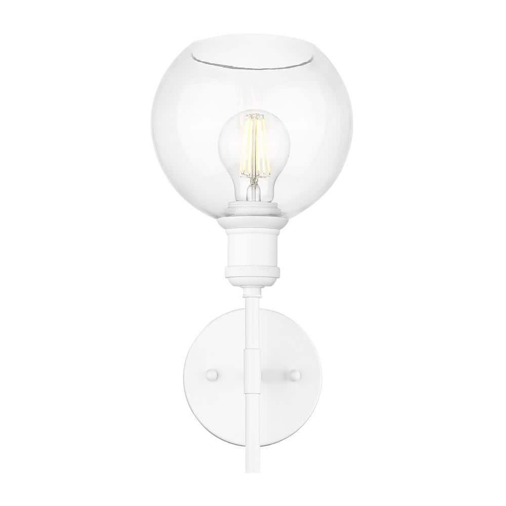 Axel Matte White and Clear Glass Globe Wall Sconce