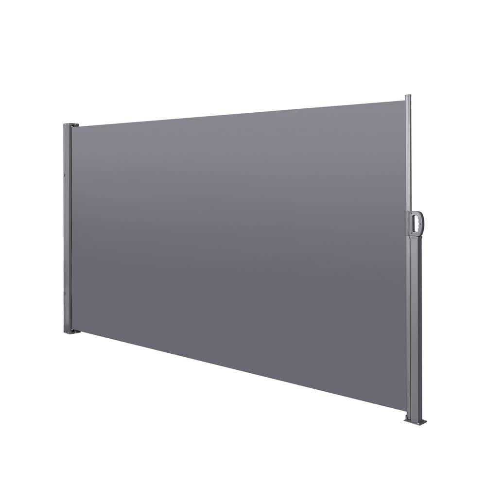 138 in. Dark Gray Retractable Side Screen Awning, UV Resistant, Waterproof,