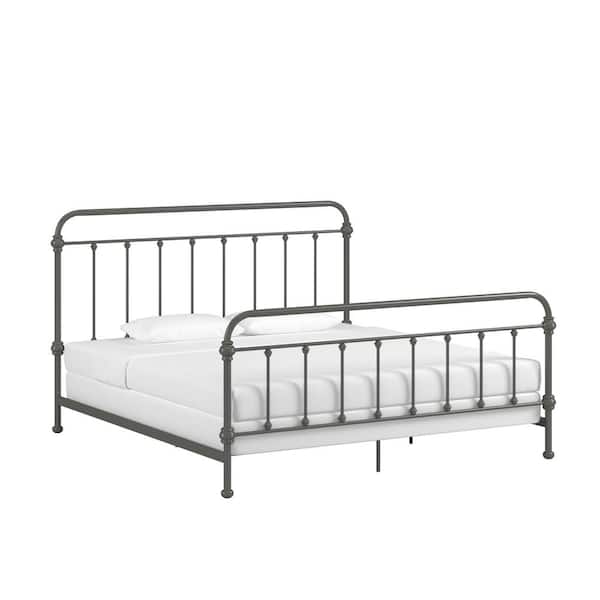 HomeSullivan Frost Grey Antique Graceful Victorian Metal Bed 40E411BK   Grey Homesullivan Panel Beds 40e411bk 1ga 64 600 