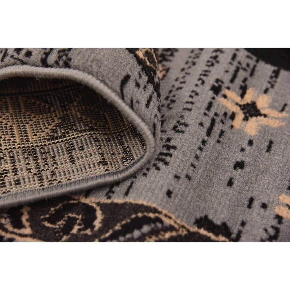 Contemporary Taftan Oasis 6' x 9' Gray Synthetic Area Rug
